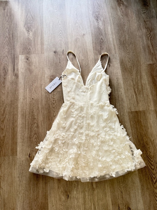 helsi riley off white 3d floral applique deep v-neck fit & flare mini dress XS - Picture 3 of 9